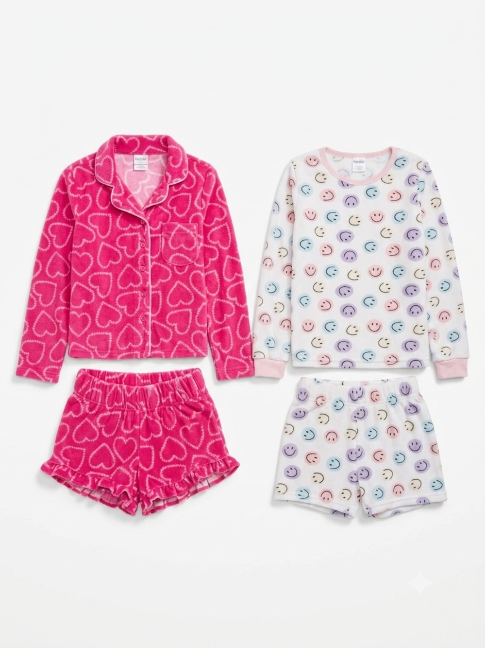 Lot of 2 Girls Fleece Pajama Sets Kenzie Girl Smiley & Art Class Hearts Sc 6/7